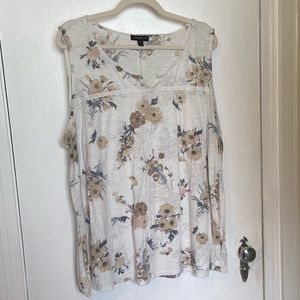 White Floral Cotton Tank 26/28 LaneBryant